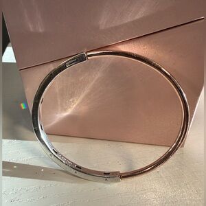 Pandora Signature Two-Tone I-D Pavé Bangle Bracelet | Rose Gold-Plated